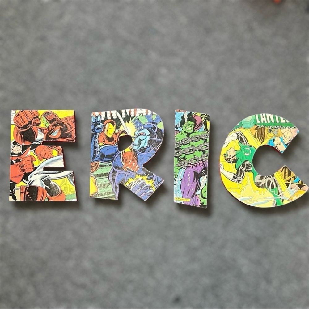 Comic Book Themed Decorative Letters ERIC